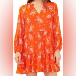Vince Camuto Orange Floral Printed Dress Size XL